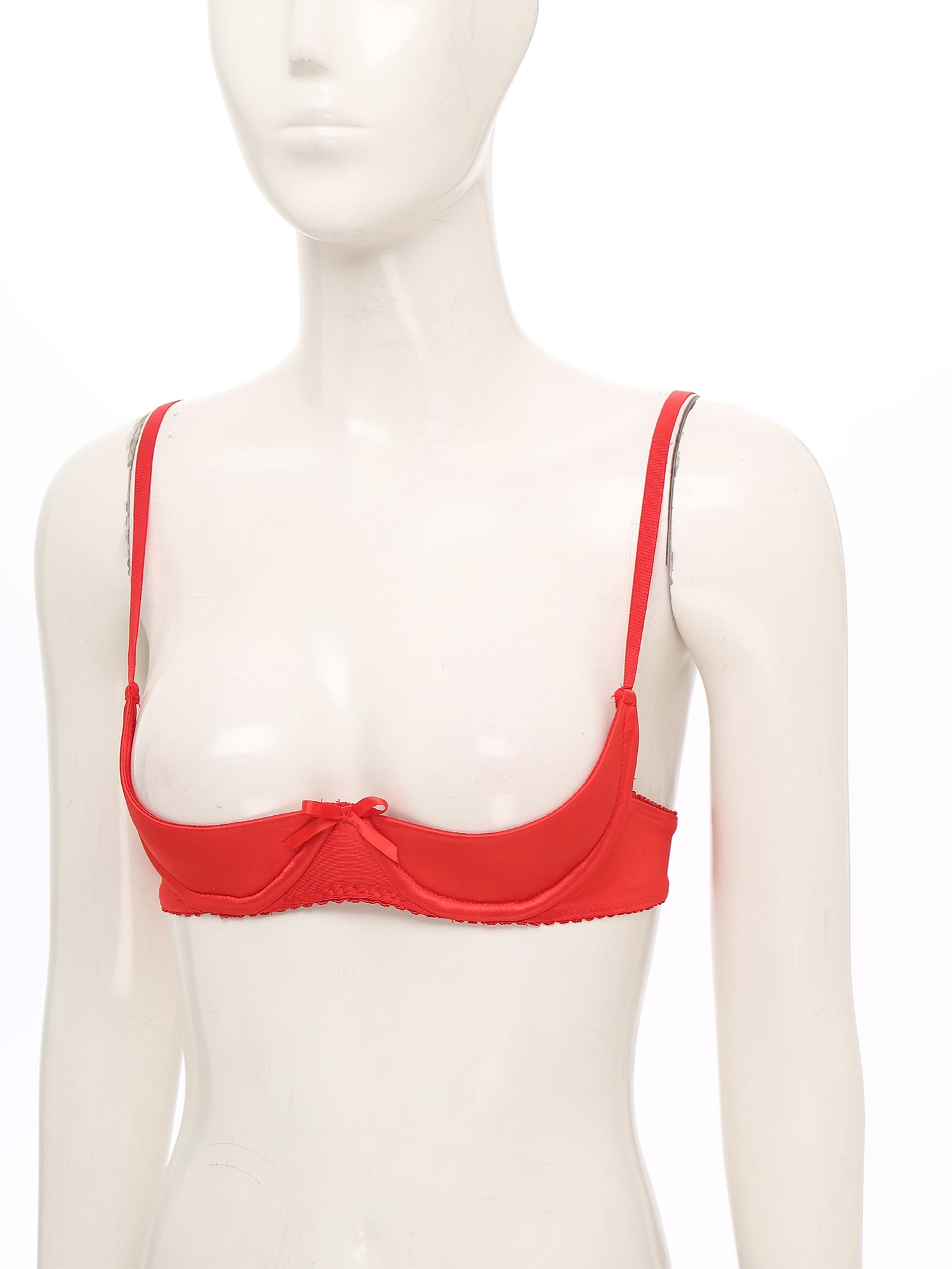 Womens Sexy Satin Intimates Lingerie Bras Female Adjustable Straps Underwire Half Cup Bow Push Up Balconette Brassiere Underwear