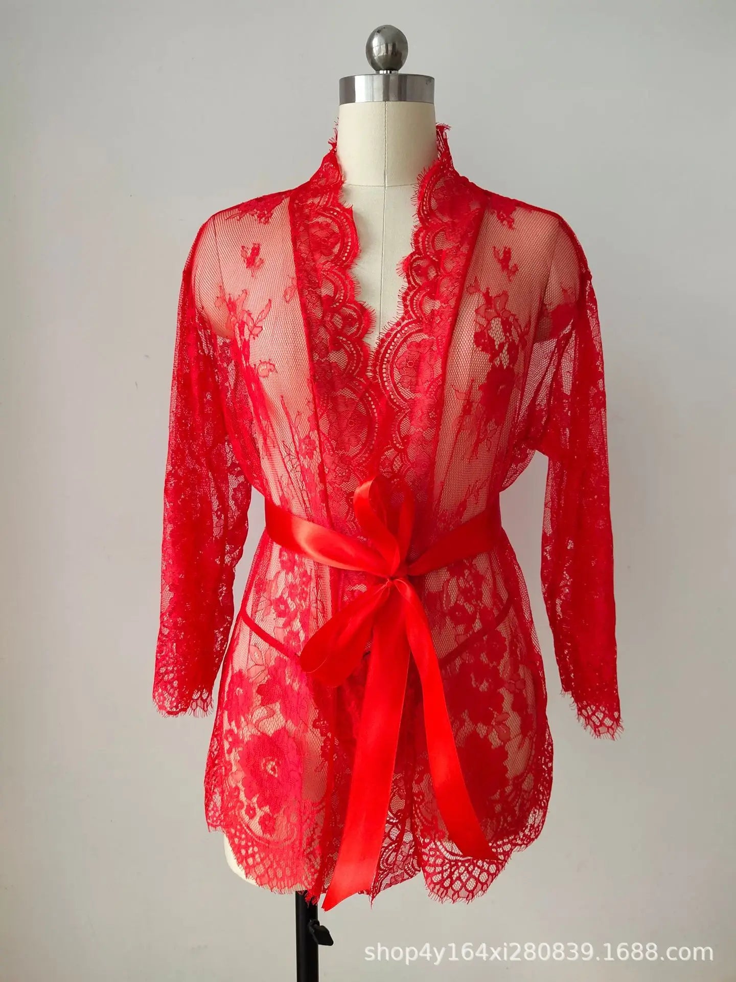Plus Size Women Sexy Lingerie Robe  Porno Sleepwear Nightgown Lace See Through Dress Transparent Babydoll Erotic Nightwear Set