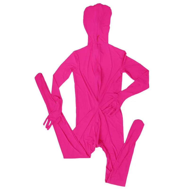 Sexy See Through Ice Silk Full Wrap One-piece Tight Jumpsuit High Elastic Home Corset Zipper Open Crotch Bodysuit