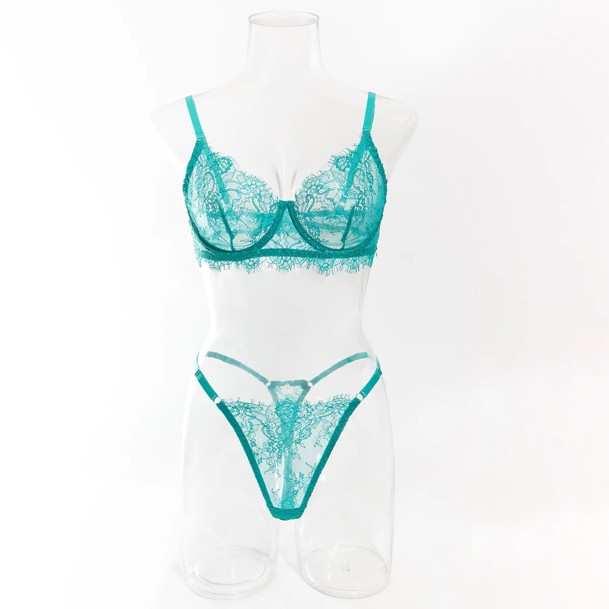 Erotic Lingerie Bra and Panties Set Basic Sexy Sheer Lace Eyelash Unline One Layer Lace Lingerie Women Underwear Intimate