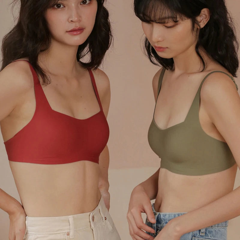 Seamless Bras For Women Square Neck Invisible Tops Push Up Bras Wire Free Underwear Soft Intimates Bralette Girls Sleep Lingerie