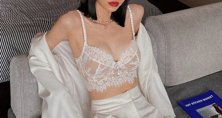 Lace Bralette Set French Triangle Bra Cotton Wireless Sleep Bra Feminine Comfort Bras Straps Sexy Comfortable Intimates