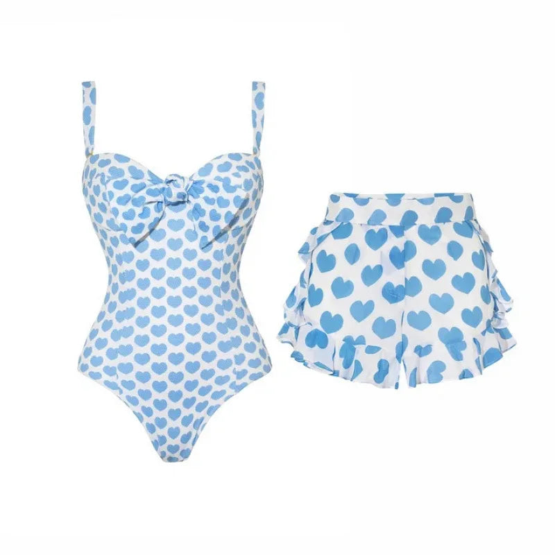 Two-Piece Swimsuit with Skirt Sexy Bikini Set with Cover-U One-Piece Swimwear Women’s Beachwear Vacation Outfit Swim Dress