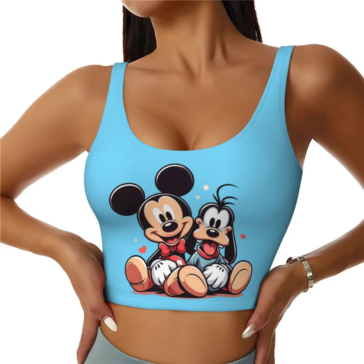 Custom Goofy Cartoons High Impact Sports Bras for Women Mangas Seamless Workout Running Crop Tank Tops