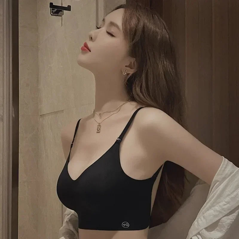 Women Invisible Bra Deep U Plunge Bras Backless Top for Dresses Sexy Lingerie with Transparent Strap Push Up Strapless Underwea
