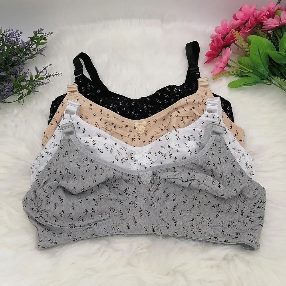 Printing Floral unlined cotton bra comfortable bras for women push up Seamelss underwear sexy lingerie plus size bra 34B-46C C32