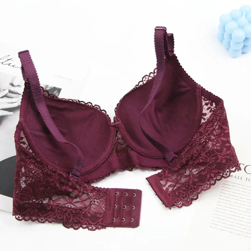 2025 New Push Up Bras Set Pink Gray Blue Beige Burgundy Black Underwear For Women Floral Bow BC Cup Lingerie