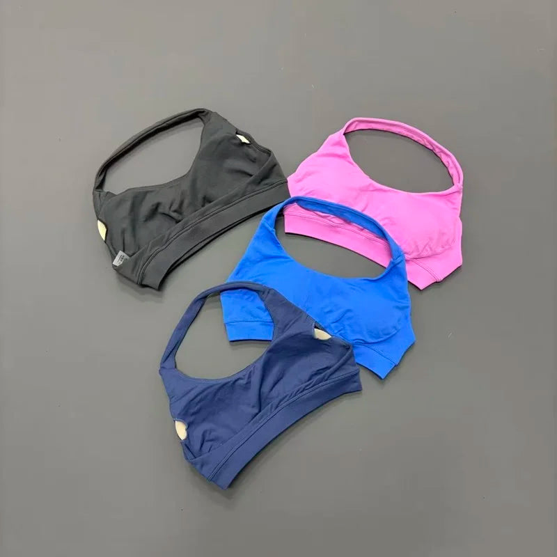 Sports Bra Women Halter Neck Open Back Seamless Yoga Bras Breathable Elastic Top Gym Running Workout Fitness Sports Bras