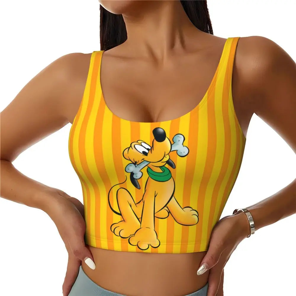 Custom Pluto Anime Manga High Impact Sports Bras for Women Classic Seamless Workout Yoga Crop Tank Tops
