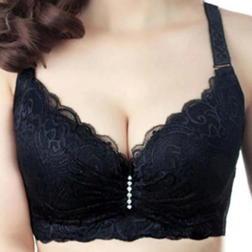 BCHRAYIUP Women's Underwire Padded Plunge Push Up Bra Sexy Flora Lace Deep V Full Cup Bra 34 36 38 40 42 44 46 B C D E