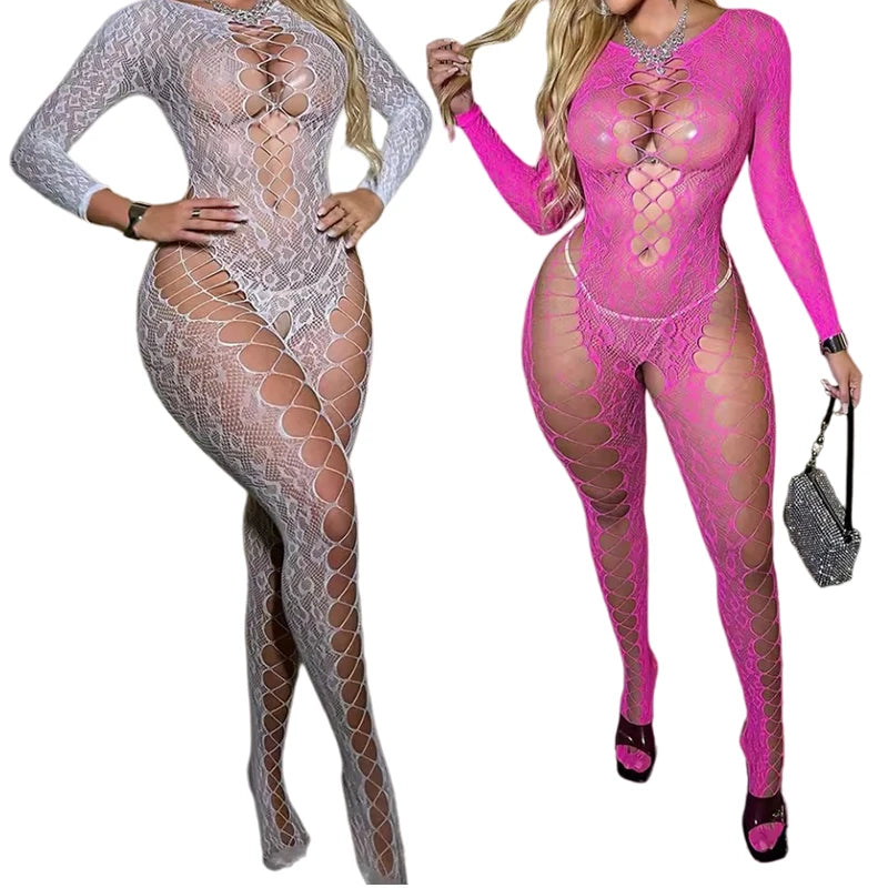 Sexy Lingerie For Women Hot Sexy Naughty Fishnet Lingerie Set Bodysuit Transparent Outfits Teddy Erotic Mesh Women's Underwear