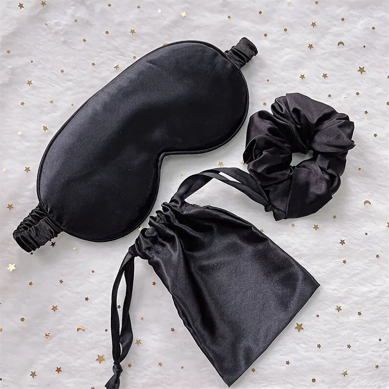 Luxurious Silk-Feel Sleep Set - Ultra-Soft Eye Mask, for Travel or Home - Cozy, Versatile Accessories