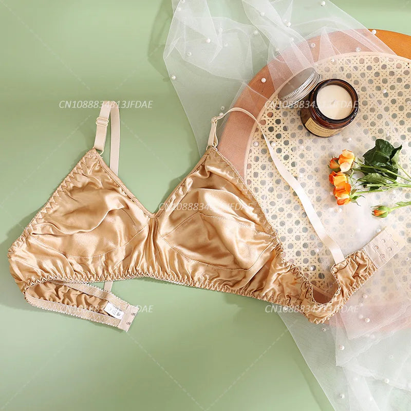 Underwire Bra for Big Breast Female 100% Mulberry Silk Double-sided Silk Without Sponge and Steel Ring Ultra-thin Bra
