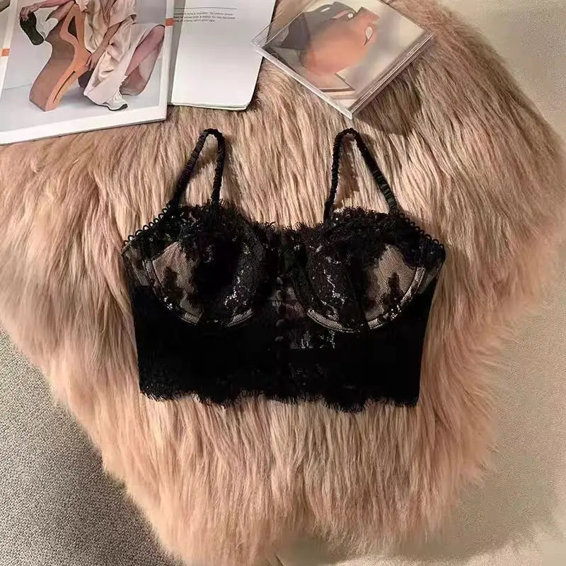Lace Bralette Set French Triangle Bra Cotton Wireless Sleep Bra Feminine Comfort Bras Straps Sexy Comfortable Intimates