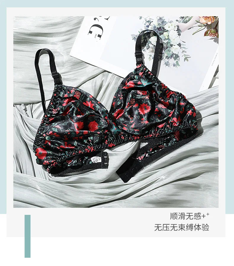Underwire Bra for Big Breast Female 100% Mulberry Silk Double-sided Silk Without Sponge and Steel Ring Ultra-thin Bra