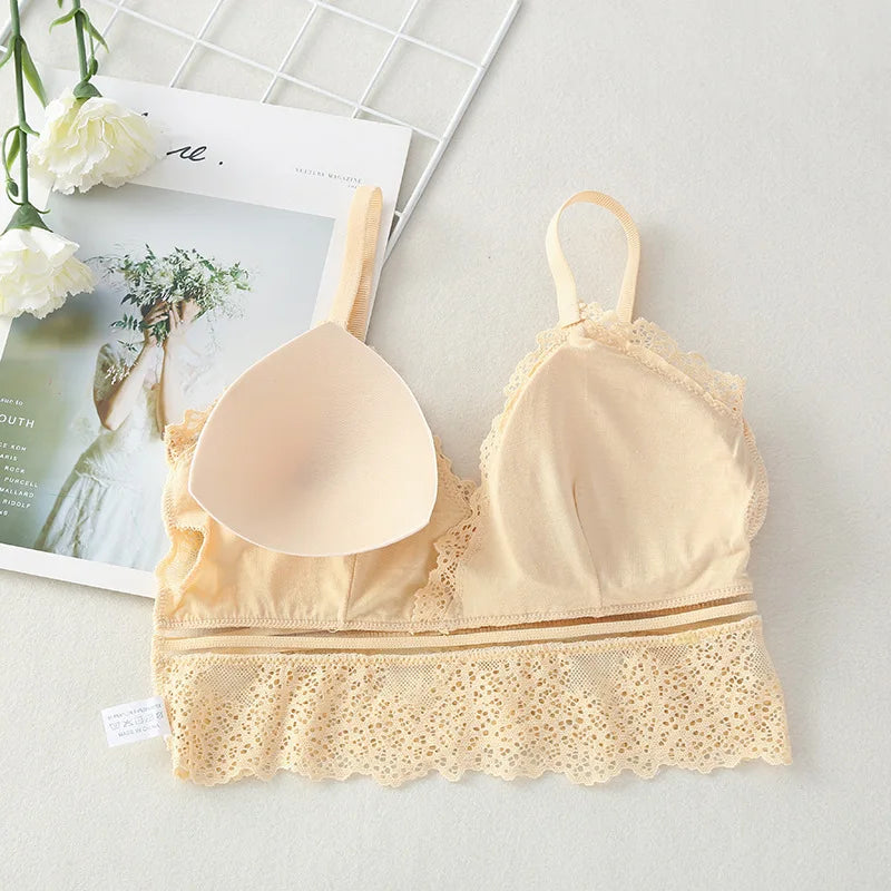 Tube Top Bras Lace Bralette Women Crop Tops Sexy Lingerie V Neck Seamless Underwear Cropped Bra Female Tank Crop Top