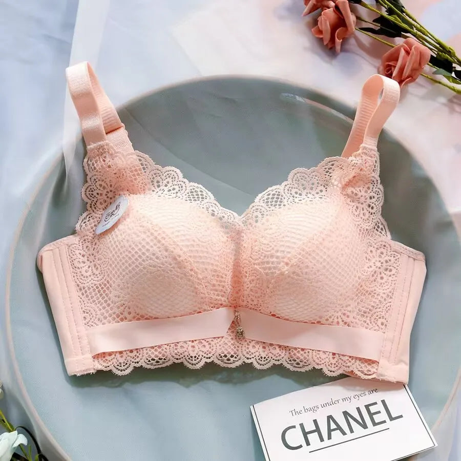 Push Up Bra for Women Sexy Floral Lace Bralette Wireless Soft Seamless Brassiere Cotton Comfortable Gathered Female Lingerie