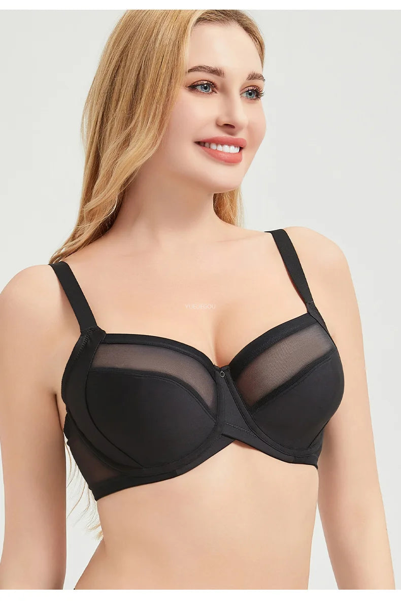 Plus Size Minimizer Bra Full Coverage Lift Support for Large Bust Wirefree Comfort Breathable Mesh Anti-Sagging E F G H I Cup