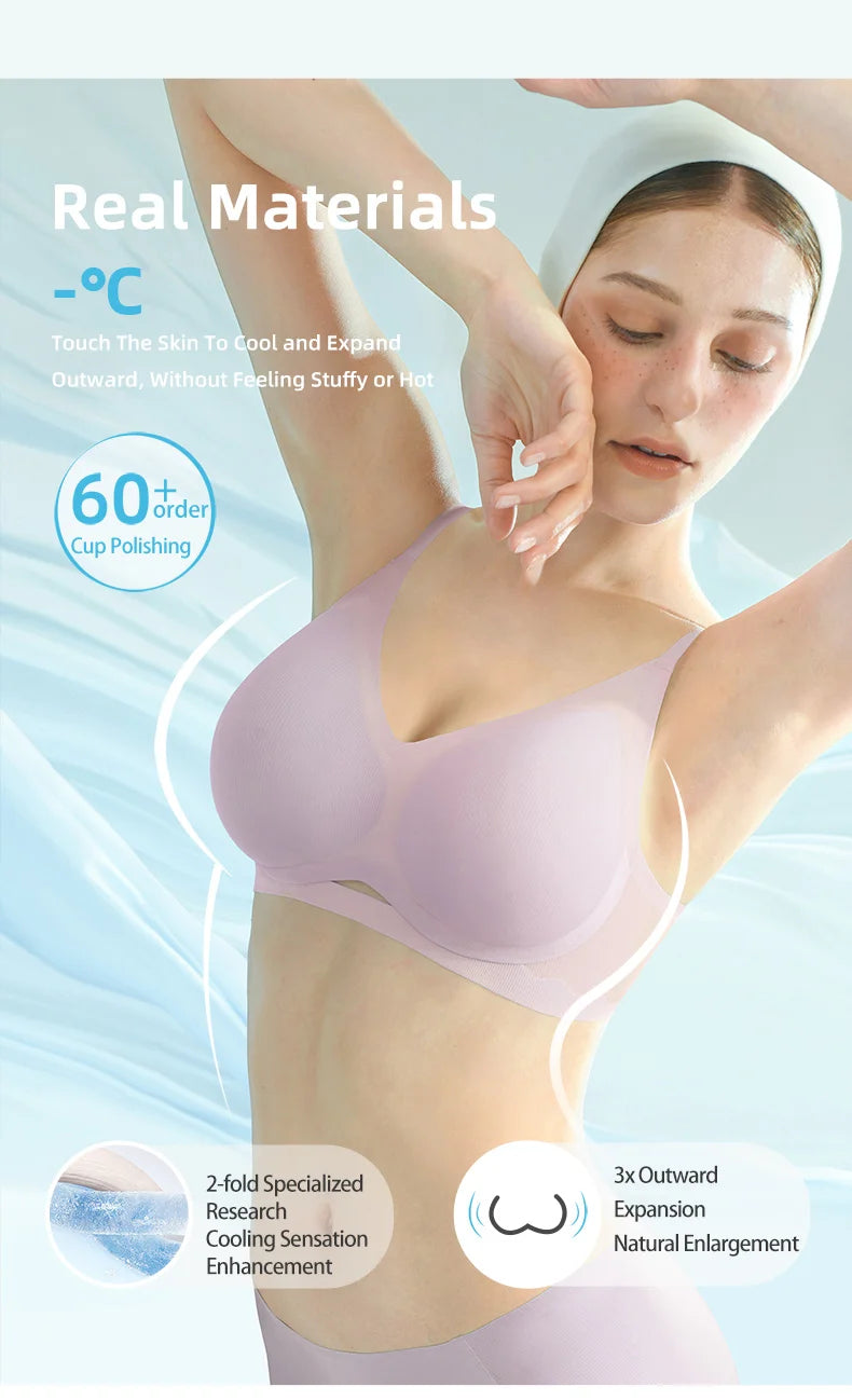 SUJIIN Push Up Bras for Women Summer Wireless Bralette Female Seamless Padded Small Chest Smoothing Mint Cooling Sexy Bra MX211