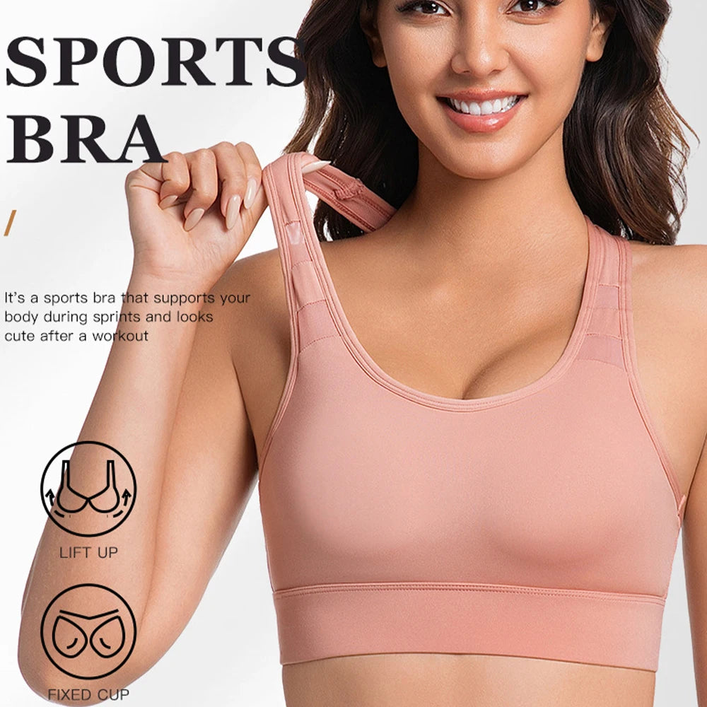 Sports Bras For Women High Impact Sports Bras Large Bust Push Up Brassiere Racerback Workout Running Tank Tops Yoga Vest