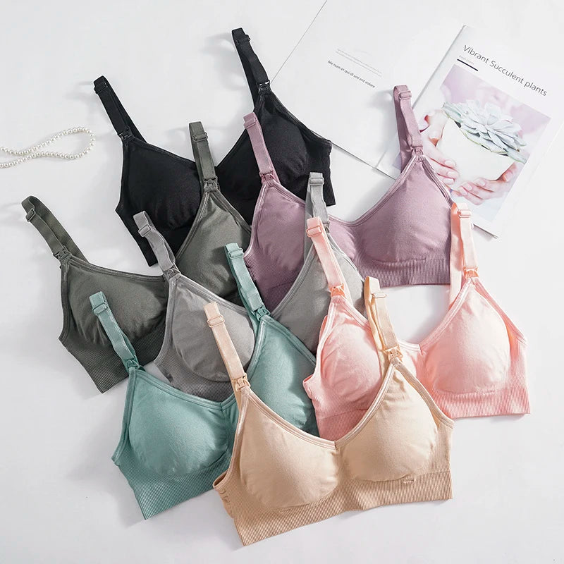 Wireless Maternity Bra Front Open Gather Together Prevent Sagging Seamless 3D Breathable Comfortable Breastfeeding Bras Push Up