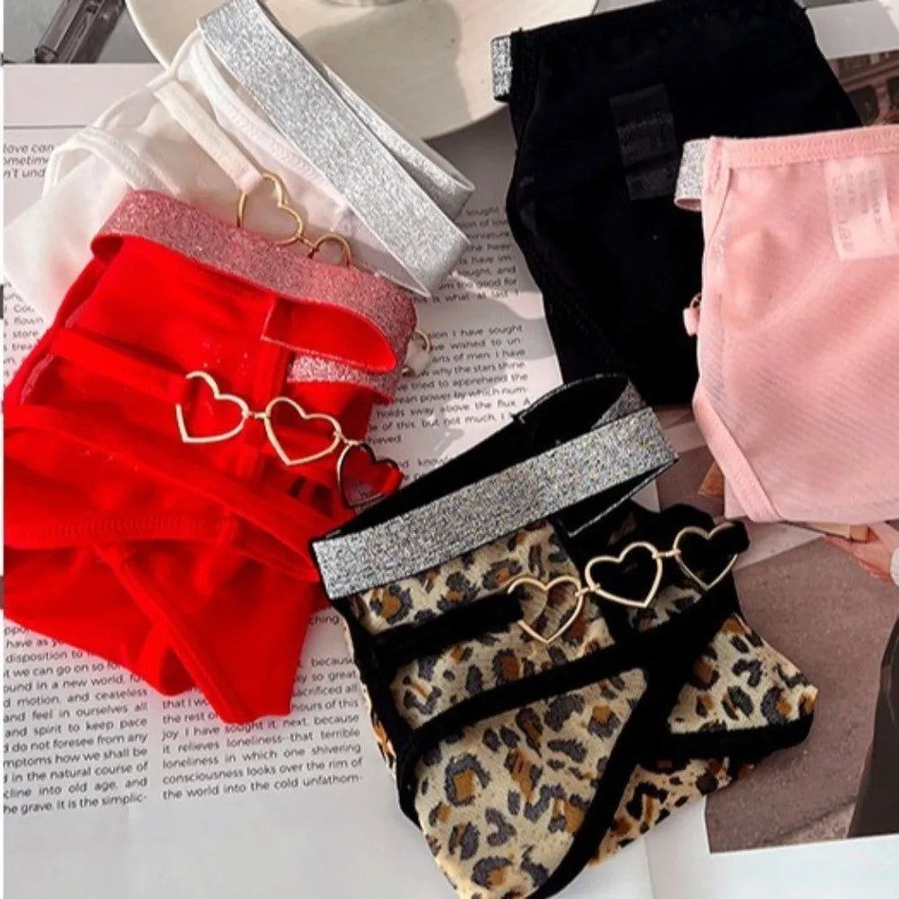 Lingerie Low-rise Women Underwear Glitter Strap Hollow Out Seamless Briefs Mesh Transparent Ladies Panties Gift