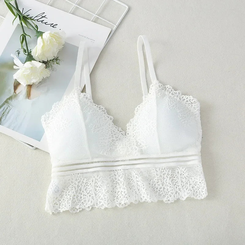Tube Top Bras Lace Bralette Women Crop Tops Sexy Lingerie V Neck Seamless Underwear Cropped Bra Female Tank Crop Top