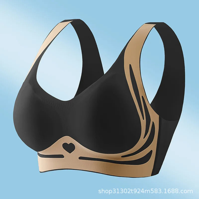 Seamless breast-collecting love bra to prevent sagging and lift up the anti-gravity support bra with contrasting colors sexy