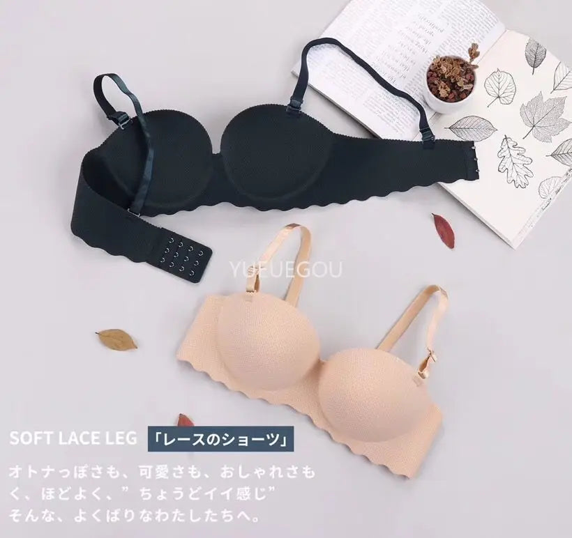 Seamless Demi Push Up Bra for Small Chest Non-Wired Ultra Padded Lift Bralette No Gap Plunge for Flat Bust Women