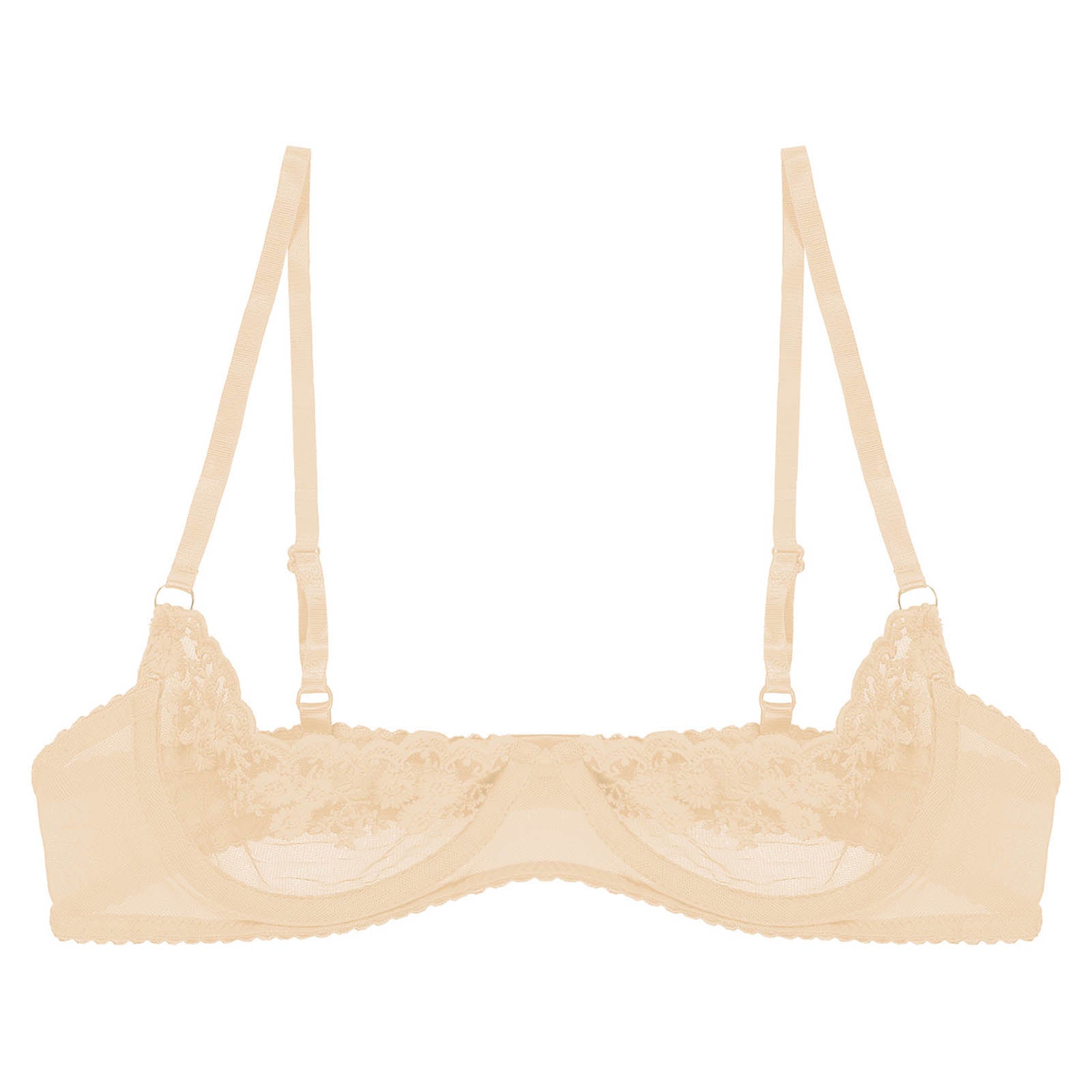 Sexy Womens Sheer Floral Lace Underwired Bra Underwear Unlined Brassiere Lingerie Bare Breast Exposed Open Nipples Bra Tops