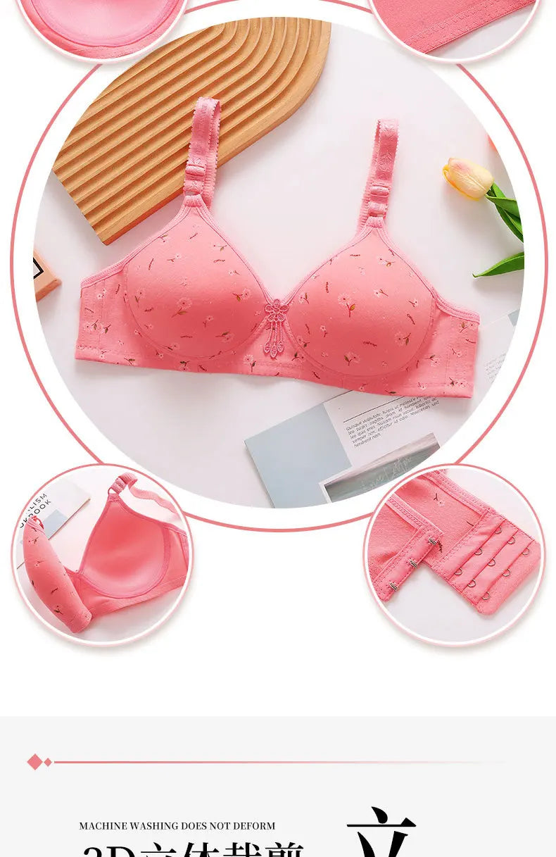 Large and Thin Underwire Bra Without Steel Ring Comfortable Gathering and Breathable Bra for Middle-aged and Elderly Mothers