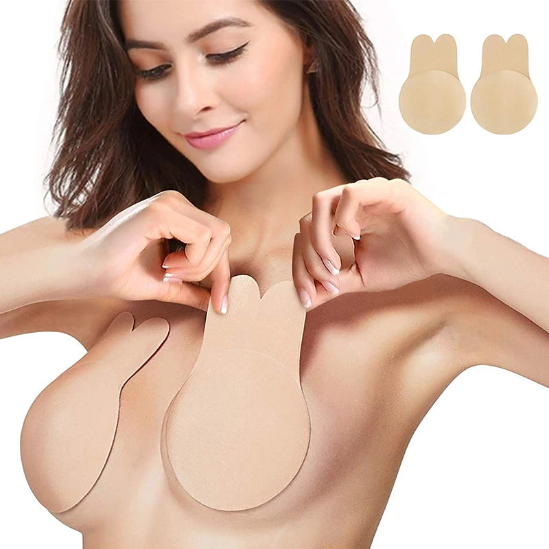 Sexy Push Up Bras Reusable Sticky Breast Lift Up Nipple Cover Rabbit Bra Pad For Women Adhesive Silicone Strapless Invisible Bra