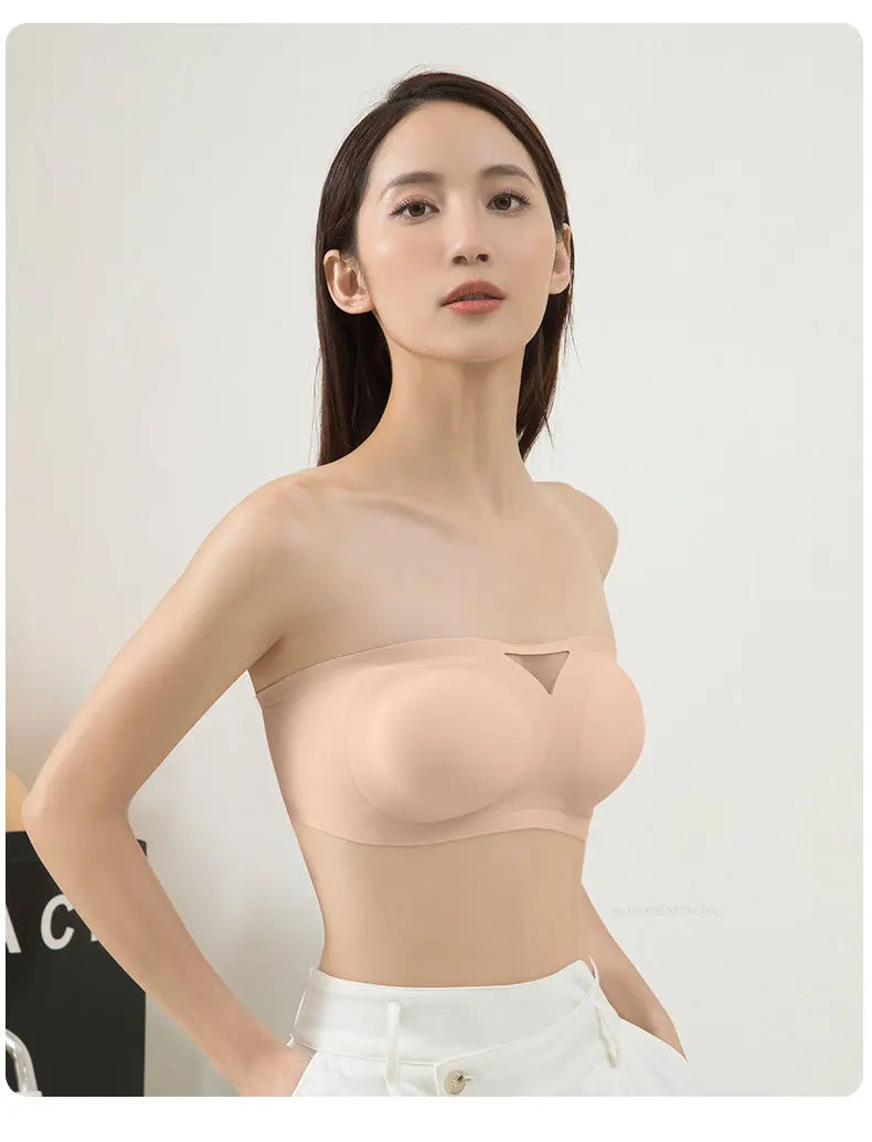 Non-slip Strapless Underwear Bra Seamless Sport Bras Women Soft Thin Push Up Underwear Lingerie Sleep Top Invisible Lingerie