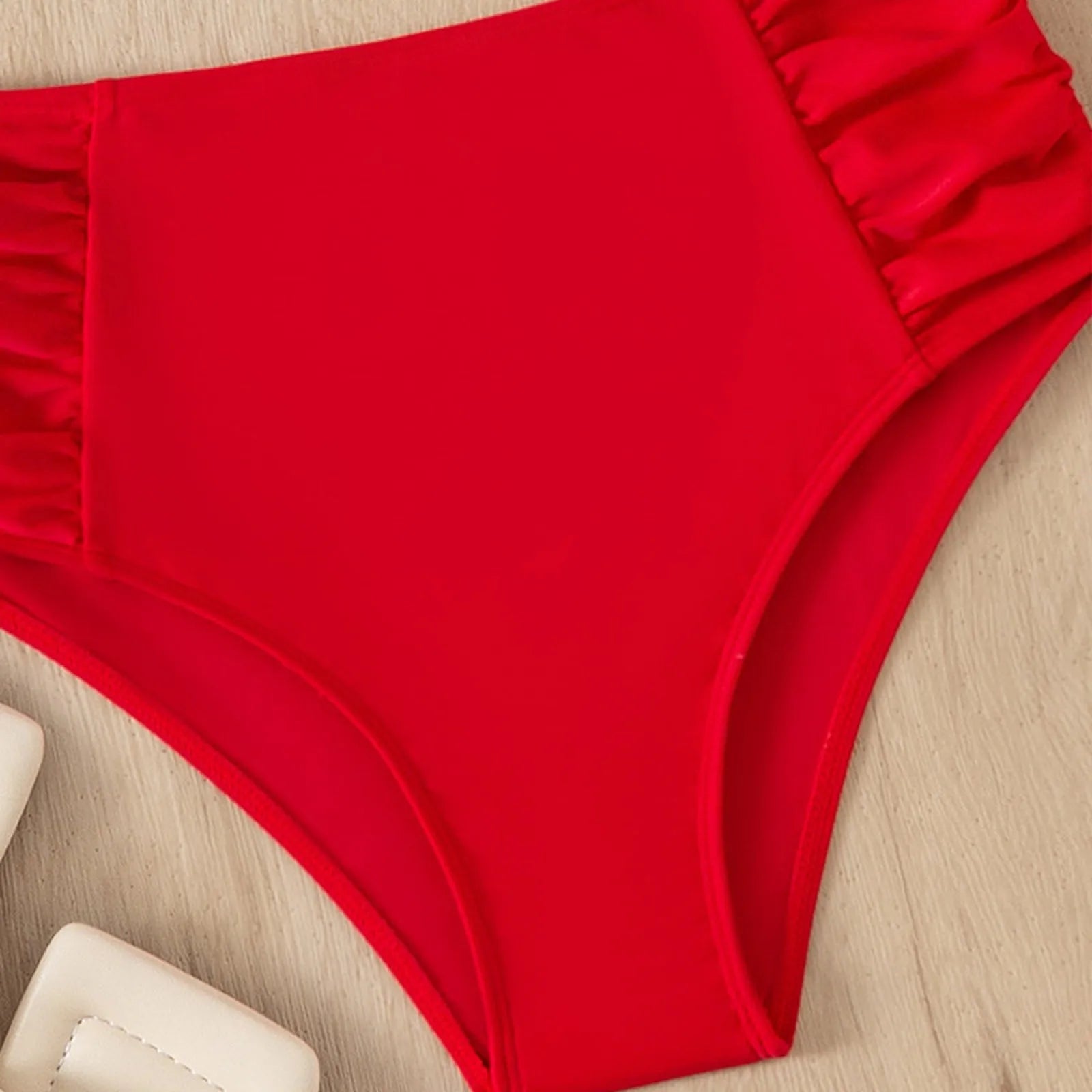 Summer Women Bikini Swimming Trunks Solid Color Sexy High Waist High Elasticity Bottoms Daily Beach Vacation Swimwear Briefs