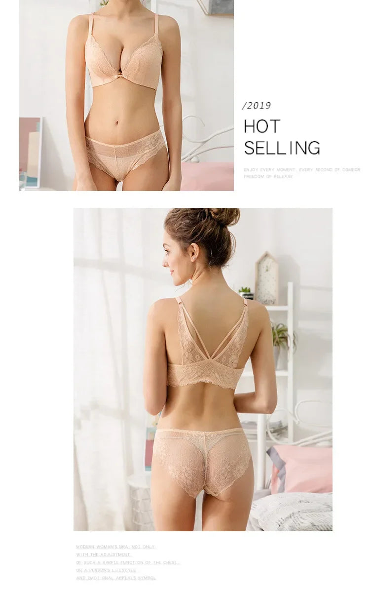 Lace Floral Front Closure Bras Backless Push Up Bra Comfortable Adjustable Soft Wireless Bralette Sexy Lingerie For Women Lady