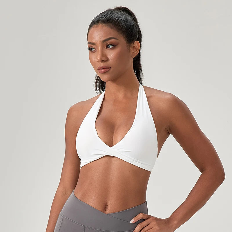 Sports Yoga Bra for Women Halter Neck with Stylish Back Design Sexy Gym Bra for Running Fitness Sports Bras