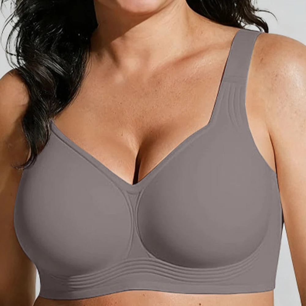 Smoothing Back Bra Supportive Wireless Push Up Bras Full Coverage No Underwire Seamless Bra Plus Size for Elder Women