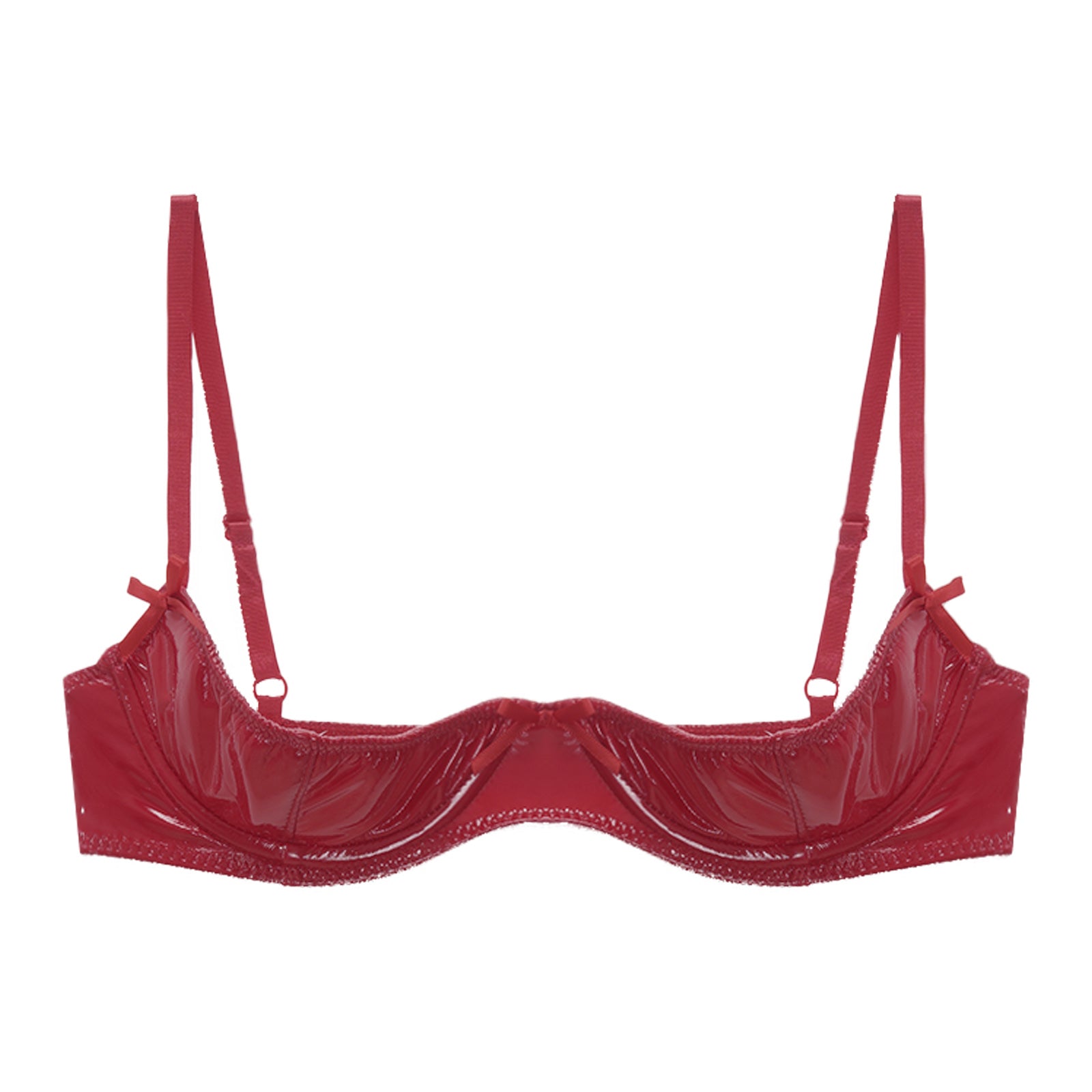 Womens Lingerie Open Breast Bras Wet Look Patent Leather Sexy Open Chest Quarter Cup Brassier Strappy Underwired Bra Underwear