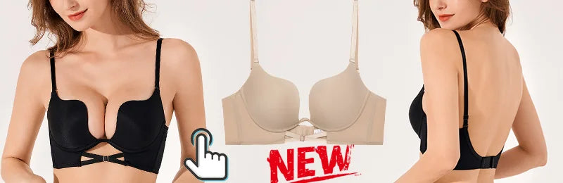 Push Up Bra Backless Women Bras Low Cut Sexy Plunge Brassiere Open Back Wedding Underwear Invisible Seamless Deep U Lingerie