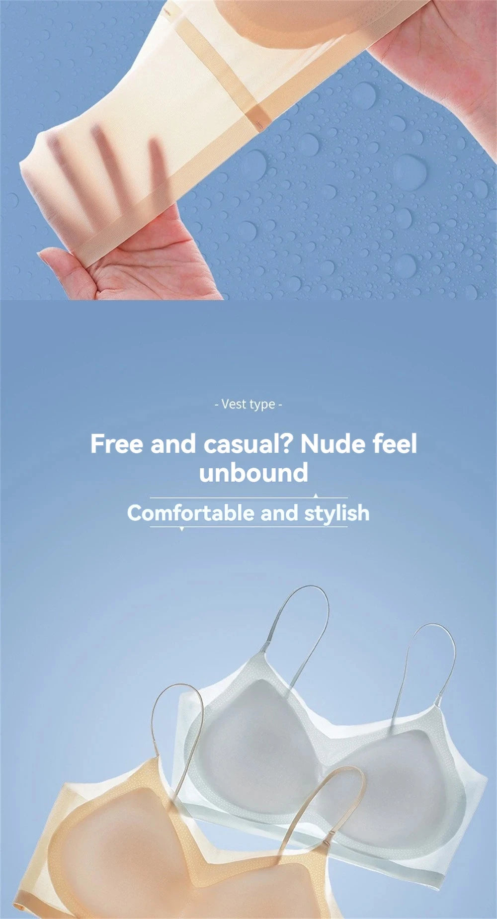 3PCS Ultra-Thin Breathable Ice Silk Bras Women's Seamless Back Halter Vest Wrap Bras Chest Gather Together Light Breathable Tops