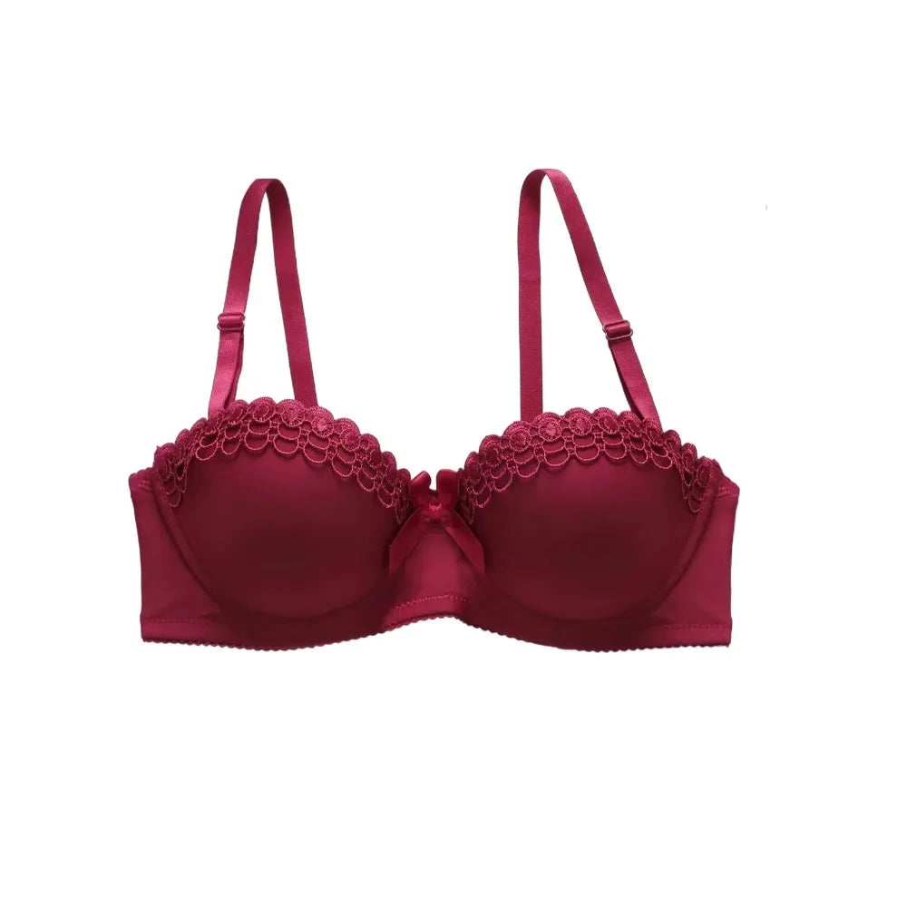 Push Up Gathered Deep V Bra Anti-sagging Underwear Lace Bras Shockproof Lingerie Bras for Women Gift