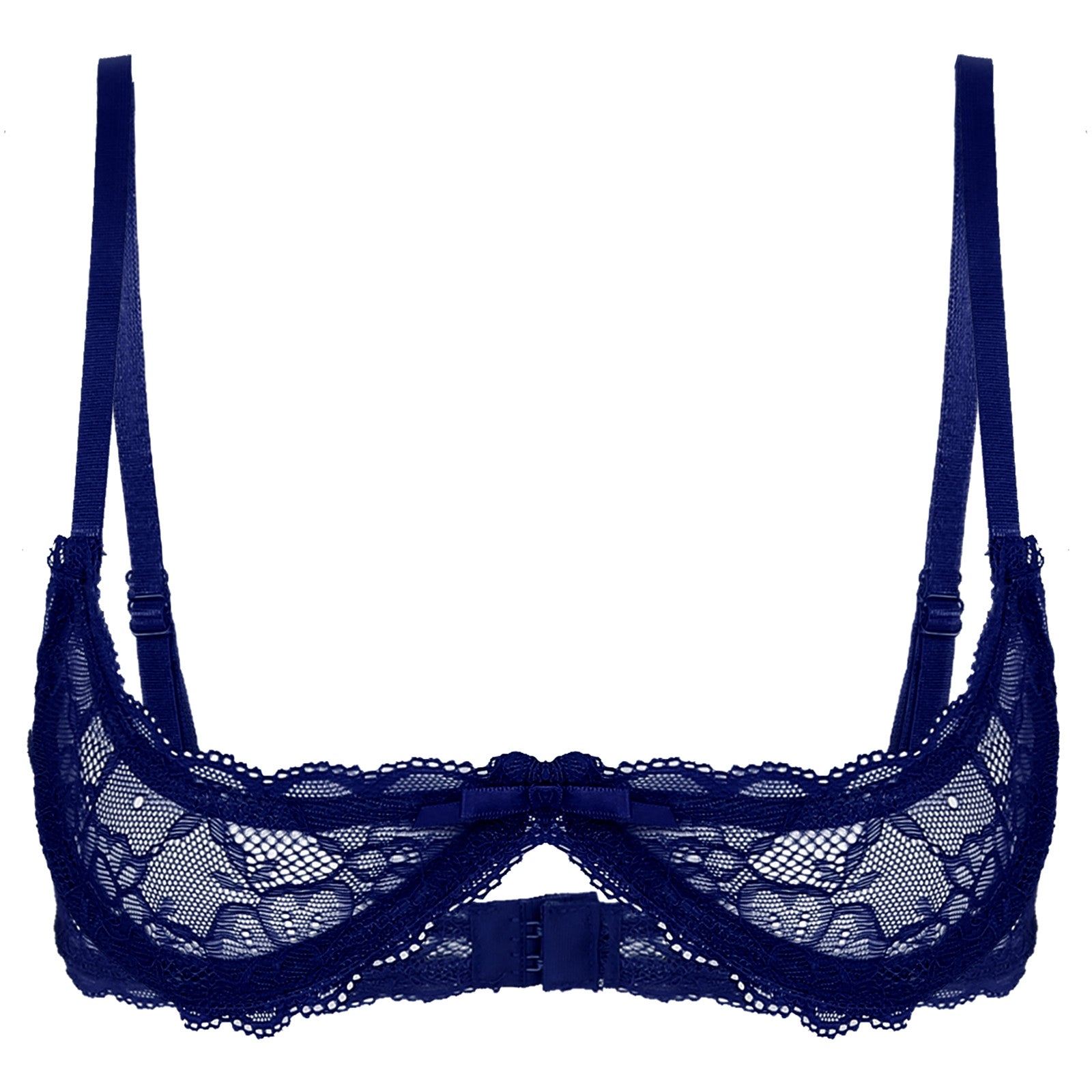 Womens Sexy Lace 1/4 Cups Unlined Bra See Through Mesh Push Up Underwired Brassiere Non Padded Balconette Bras Lingerie Tops