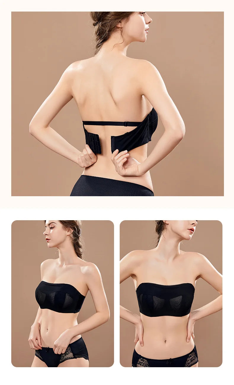 Strapless Bras for Women Transparent Full Coverage Multi-way Underwire Lace Invisible Balconette Bralette 36 38 40 42 B C D E F