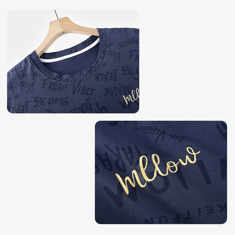 Men's Pajama Set Casual Trendy Basic Style Letter Print Round Neck [T-Shirt] Short-Sleeve Top - Shorts Sleepwear Bottoms Loungewear Set 2-Piece Set Suitable for Outdoor Wear Spring Summer