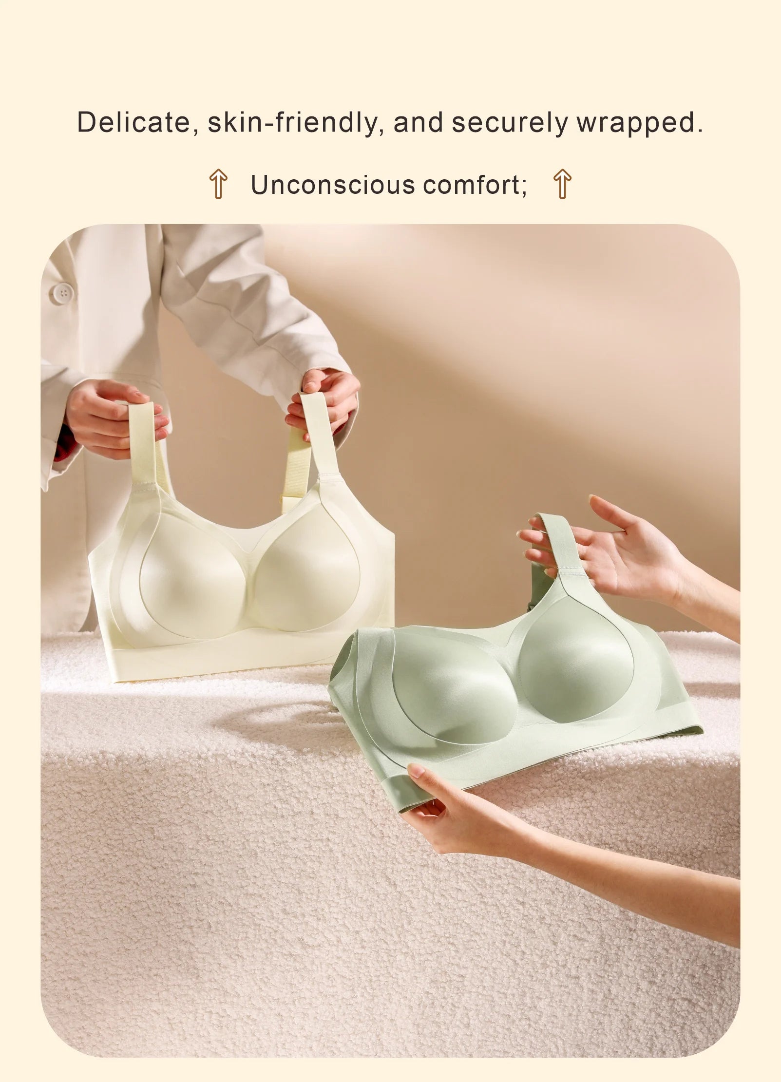 CAITING Wireless Full-Cup Bra Lingerie for Women — Seamless, Invisible Under Clothes, Full Coverage, Large Size M-3XL