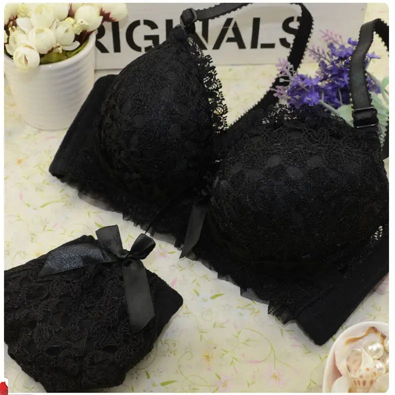 Push-up Bra and Panty Sets  Beauty Back Sexy Women's Underwear Set Lace Female Brassiere Embroidery Lingerie Set