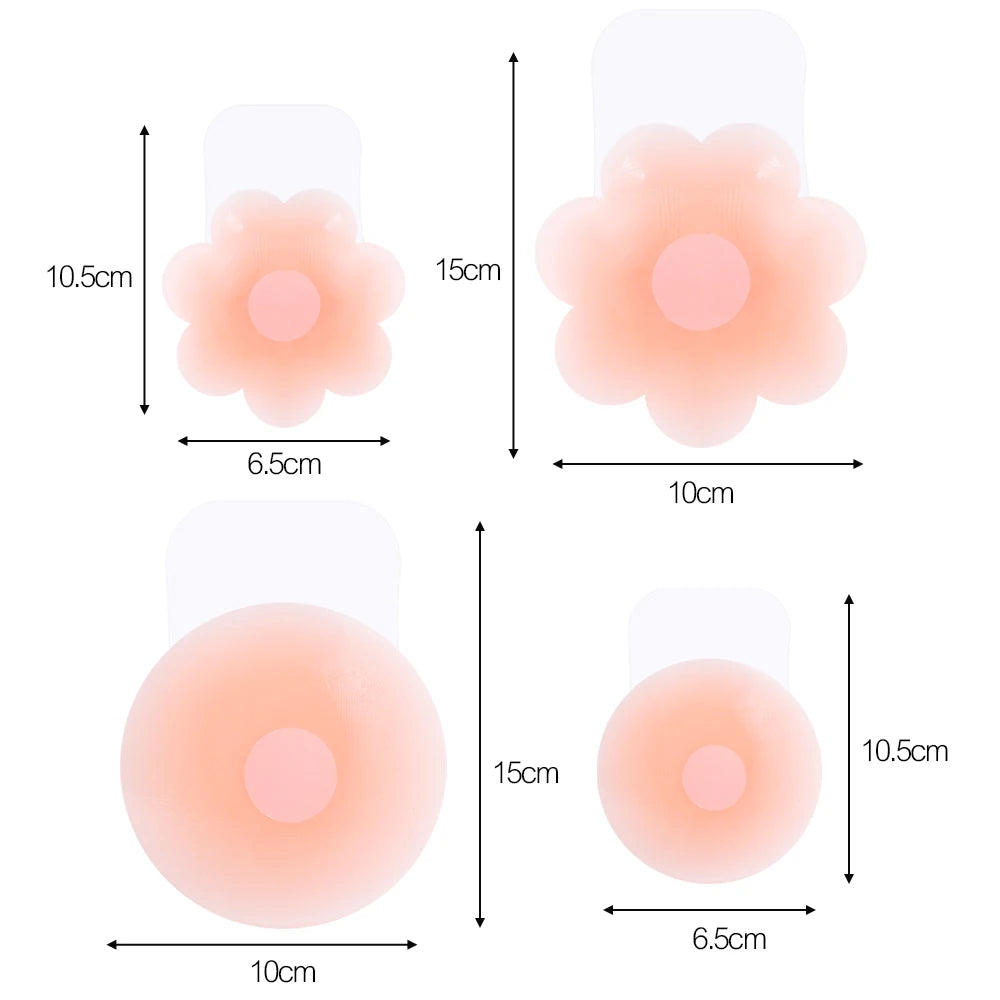 1pair Silicone Nipple Cover Lift Up Bra Sticker Adhesive Invisible Bra Breast Pasty Women Chest Petals Reusable Strapless Bras