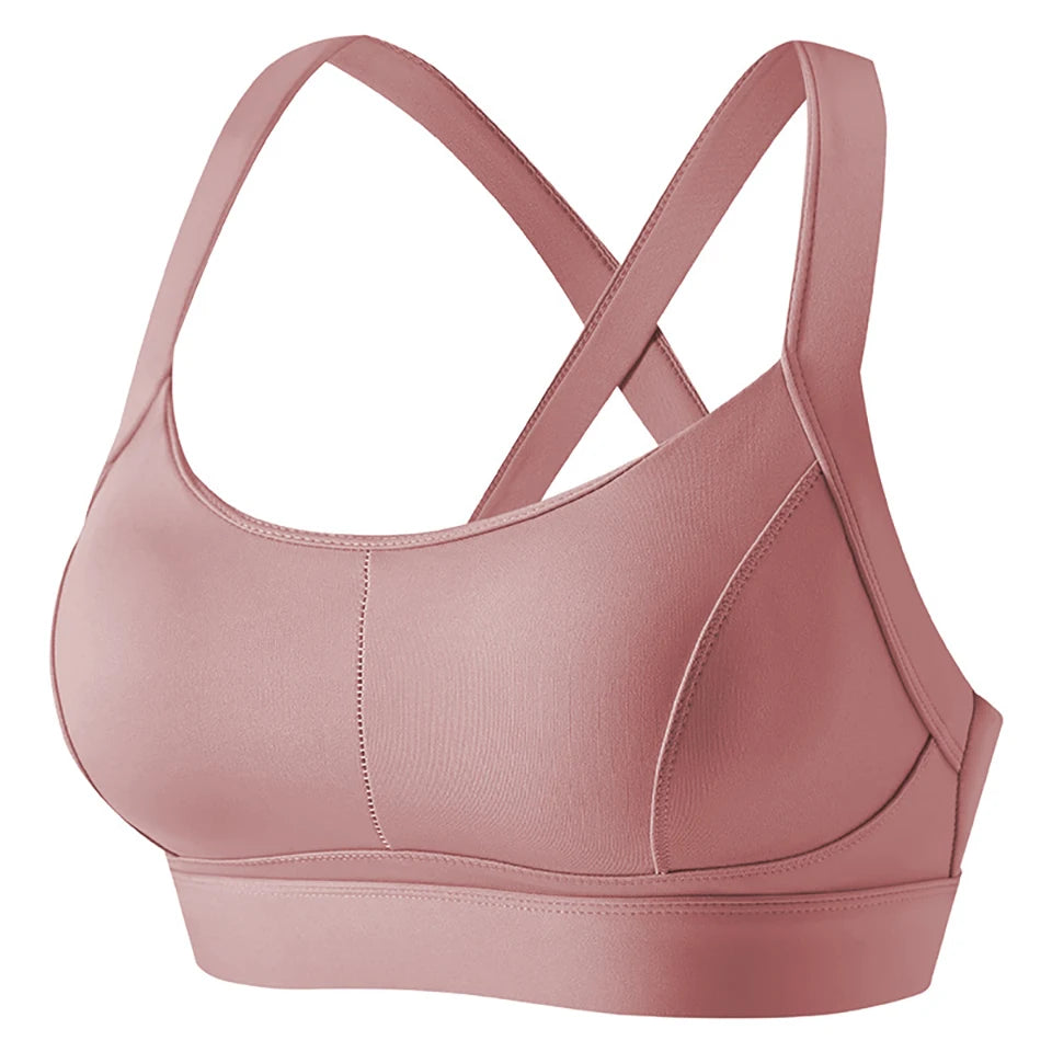 Women High Impact Sports Bra Criss Cross Back Padded Bra Workout Fitness Sports Yoga Bras Shockproof Sport Crop Top Vest