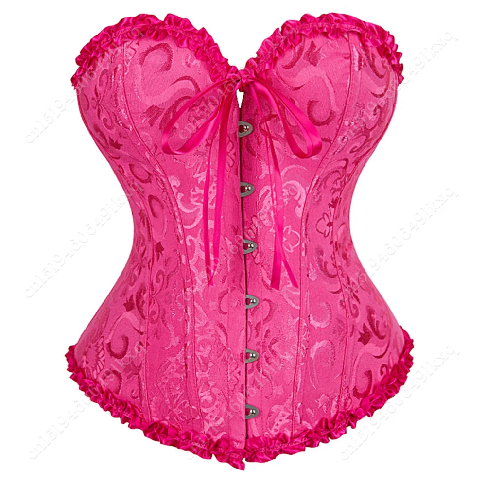 Corset Bustier Top for Women Bustier Overvst Sexy Lace Up Sexy Floral Corset Lingerie Gold Yellow