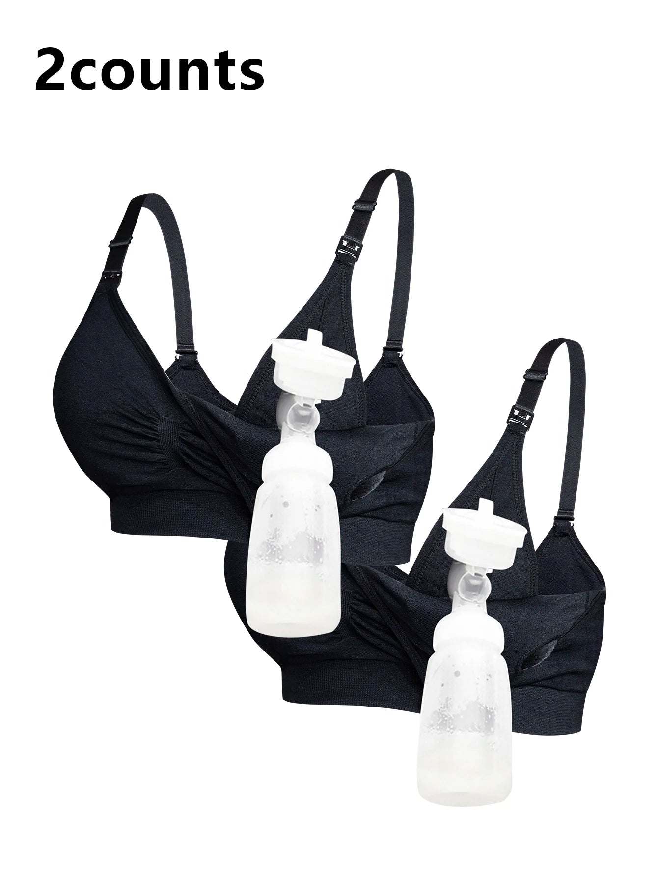 Two-Pack of Pleated Front-Button Nursing Bras for Women, Can Be Used with a Breast Pump